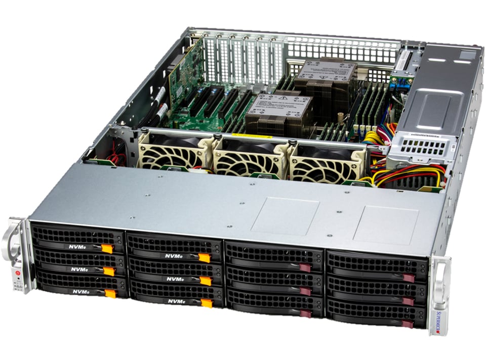 Серверная платформа Supermicro SuperStorage 2U Server 621E-ACR12L, 2xLGA4677, 12x3.5"/2.5", 3xGbLan, 2x1200W