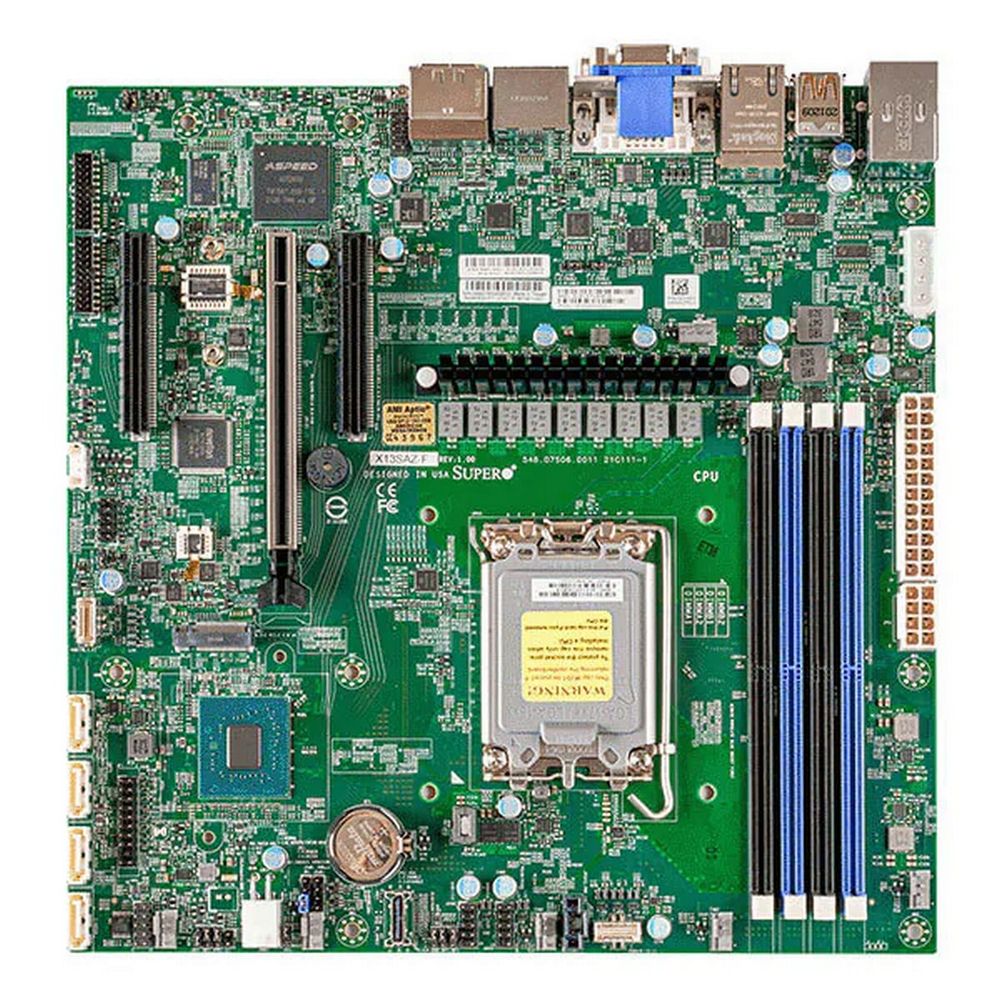 Материнская плата Supermicro X13SAZ-F (MBD-X13SAZ-F), LGA1700, (HDMI, DP, DVI, VGA), 4xDDR V, mATX, OEM