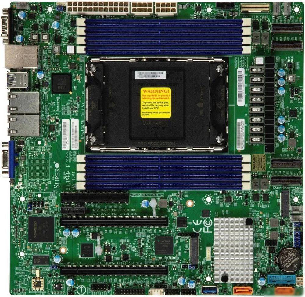 Материнская плата Supermicro MBD-X13SEM-F-B, LGA4677, (VGA), 8xDDR V, mATX