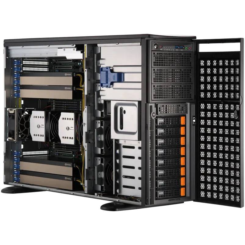 Платформа SuperMicro SYS-741GE-TNRT, 2xLGA4677, C741, 16xDDR V ECC, 8x3.5", 2xM.2, 2000Вт