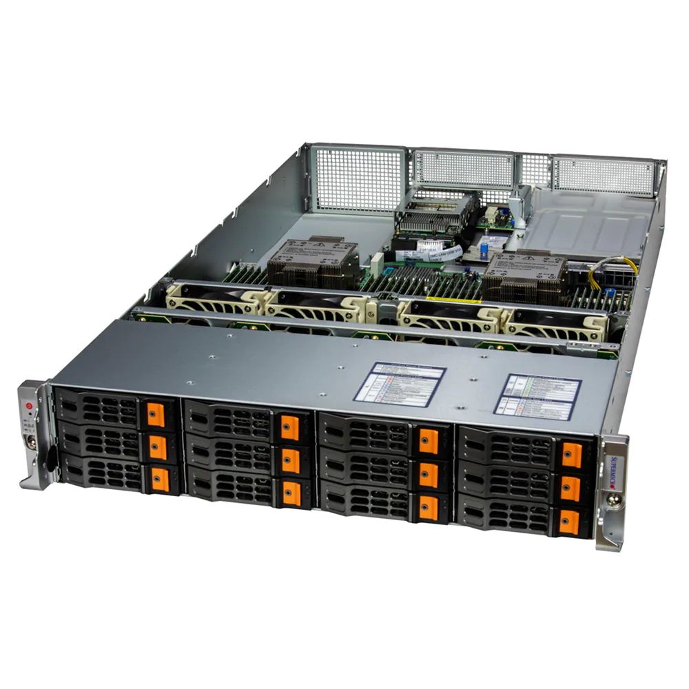 Серверная платформа SuperMicro SYS-621H-TN12R (VFG-SYS-621H-TN12R-87) 2xLGA4677, C741, 32xDDR V, 12x3.5", 1200Вт, 2U