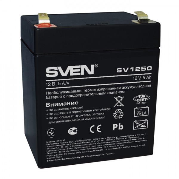 12V / 5Ah, аккумулятор для UPS, Sven SV1250