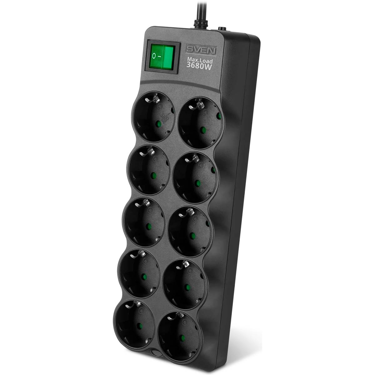 Сетевой фильтр 3м 10 розеток Sven SF-10E-16, Черный