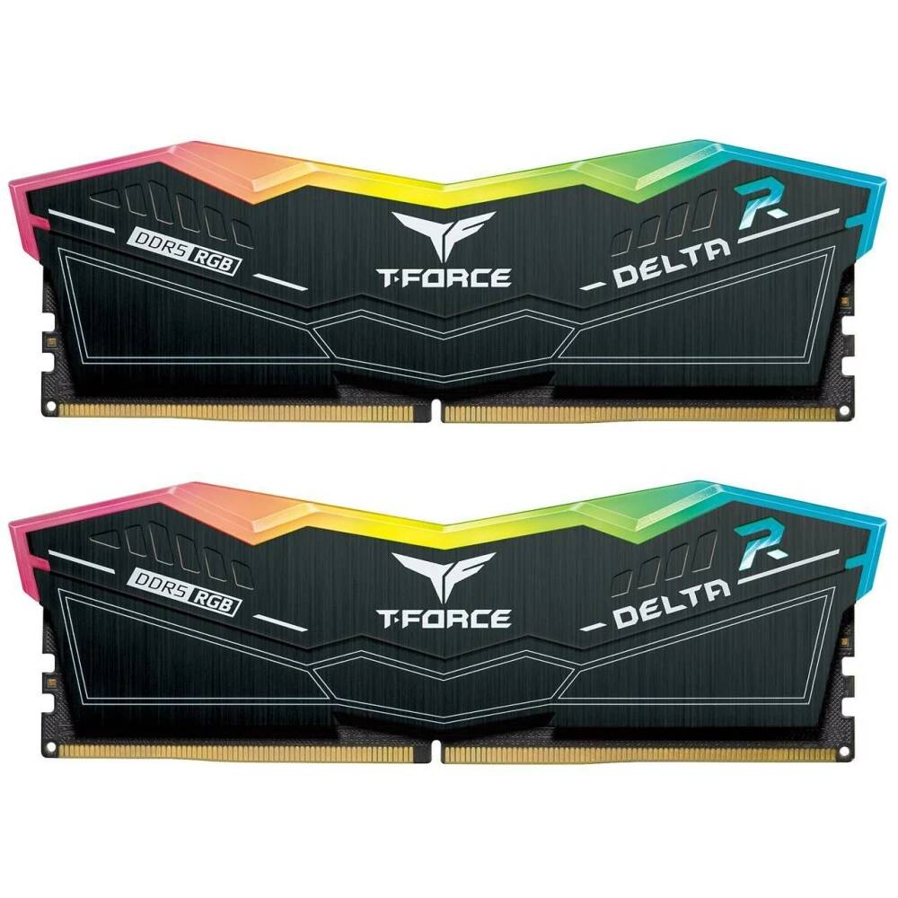 Оперативная память 64Gb Team T-Force Delta RGB Black FF3D564G6400HC30CDC01, DDR V, PC-51200, 6400MHz, kit 2x32Gb