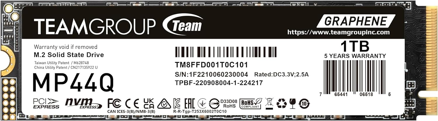 1Tb SSD Team MP44Q TM8FFD001T0C101, (7400/6200), NVMe M.2