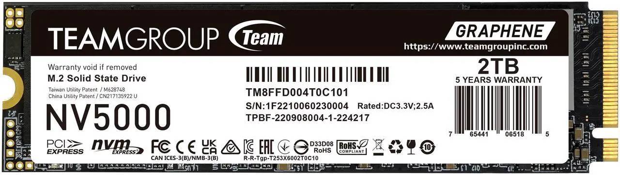 2Tb SSD TeamGroup NV5000 TM8FGM002T0C101, (5000/3000), NVMe M.2