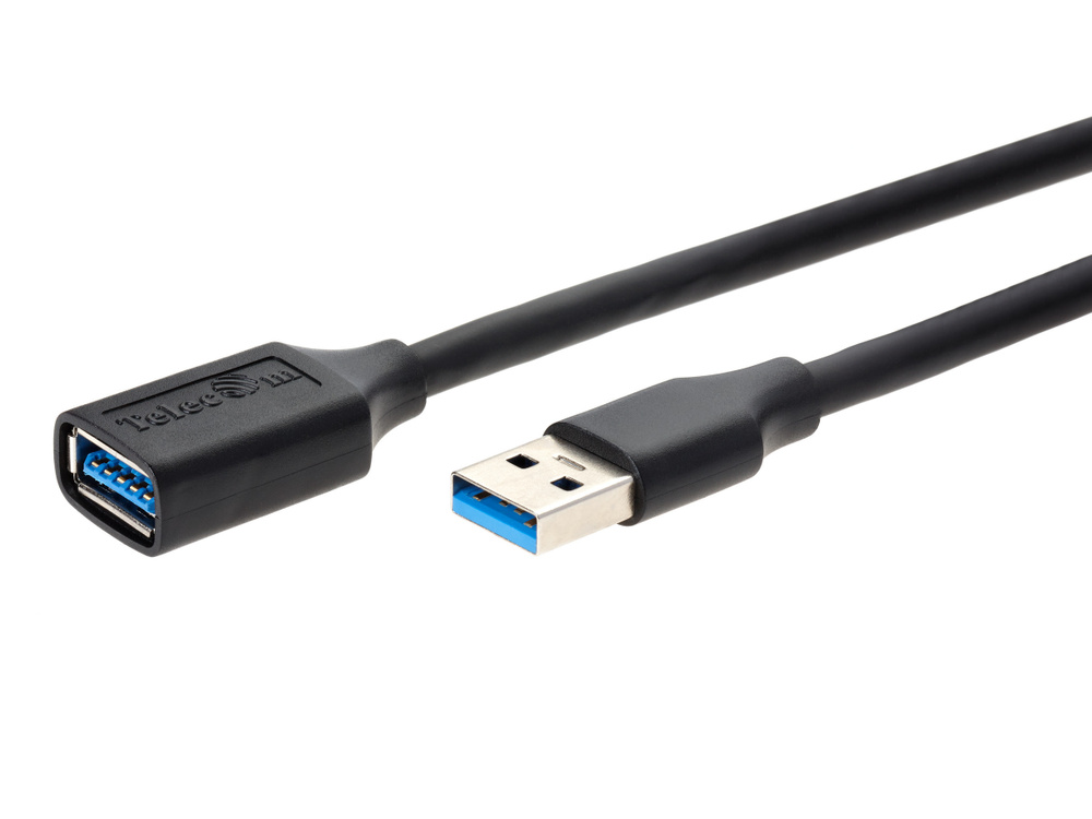 Кабель удлинитель USB3.0 (M) - USB3.0 (F), 1м, Telecom TUS708-1M, черный