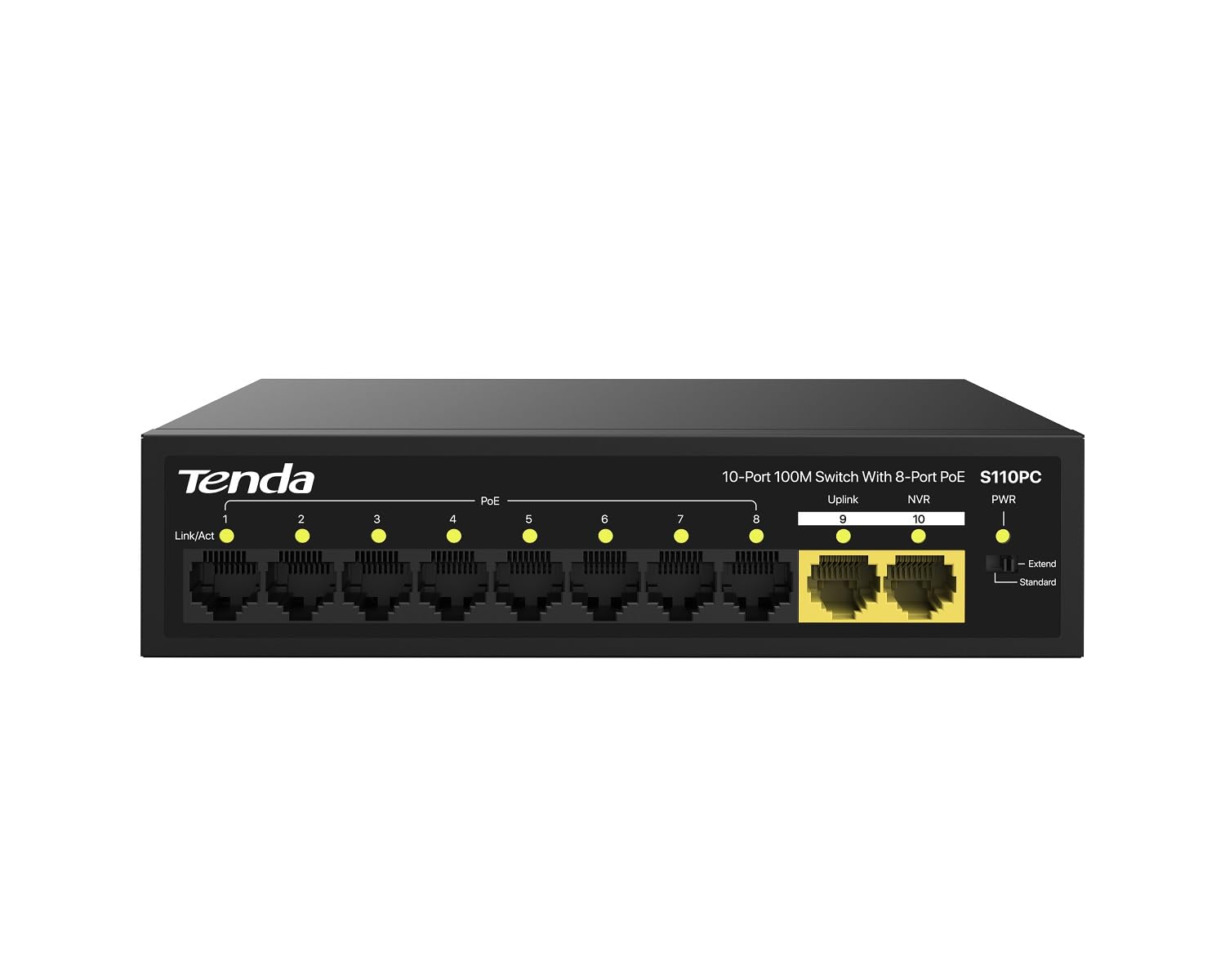 Коммутатор Tenda S110PC, 8xLAN 100Mbps, 2xUplink, PoE