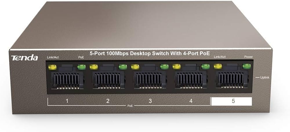 Коммутатор Tenda TEF1105P-4-38W, 5xLAN 100Mbps, PoE