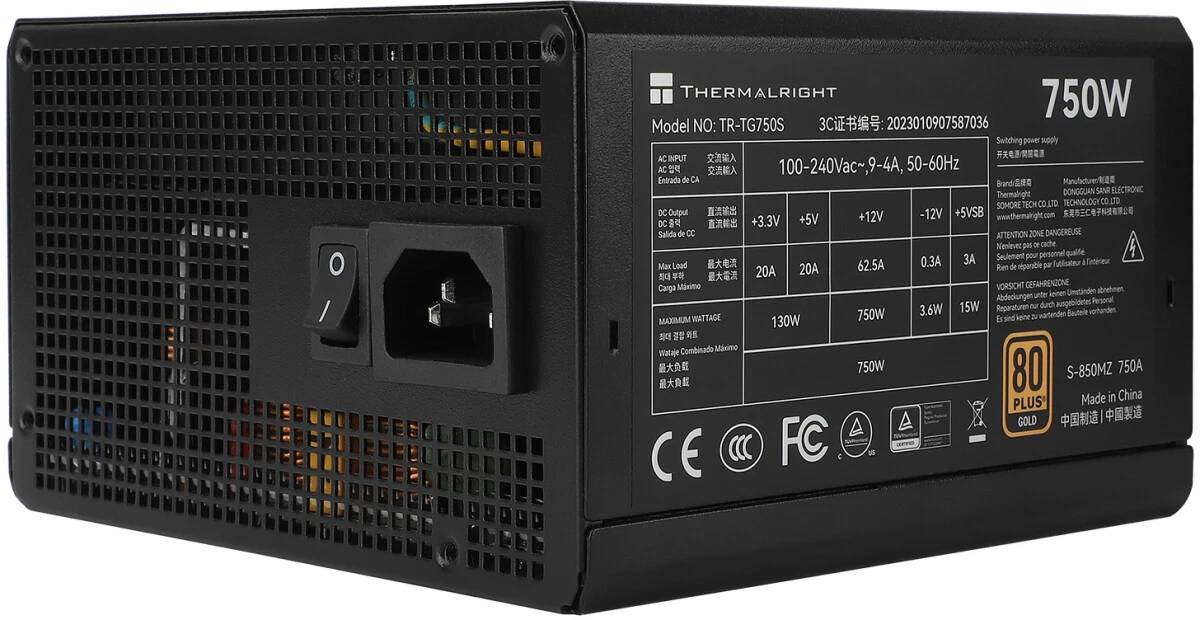 Блок питания 750Вт, Thermalright TR-TG750S, 80 Plus Gold, APFC, ATX