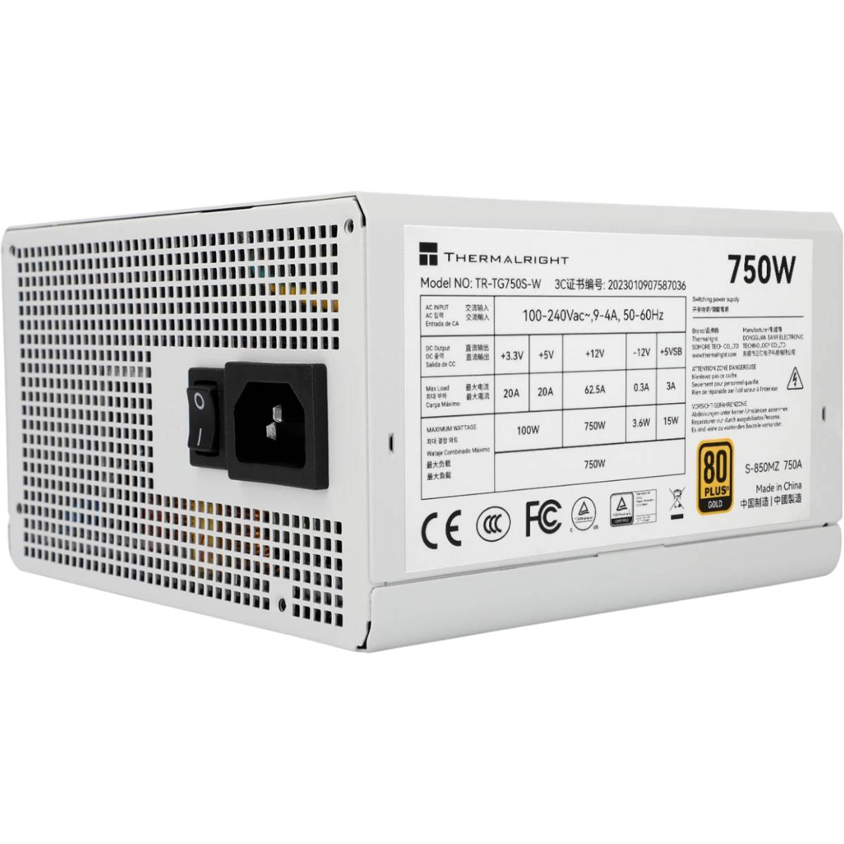Блок питания 850Вт, Thermalright TR-TG850S-W, 80 Plus Gold, APFC, ATX