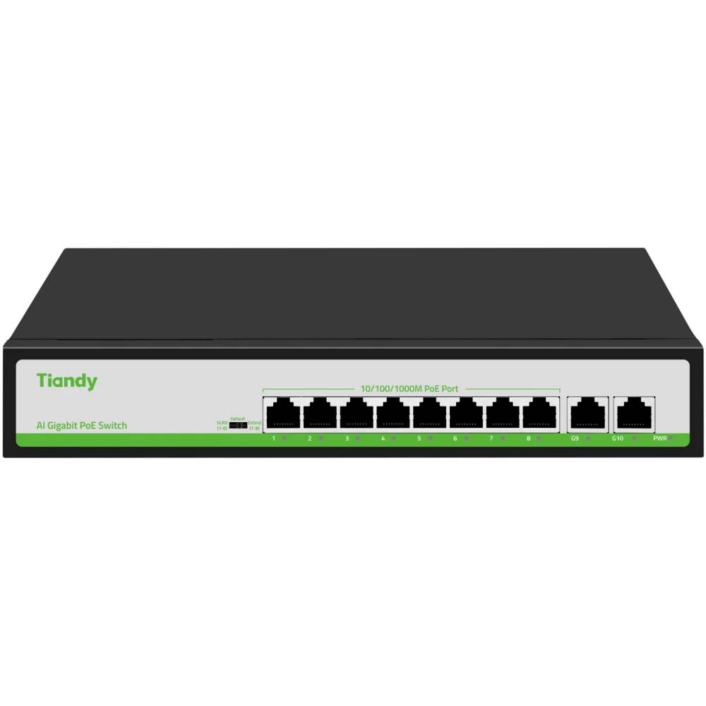 Коммутатор Tiandy TC-P3S010 (G/0820/AT/110), 8xLAN 1Gbps, PoE