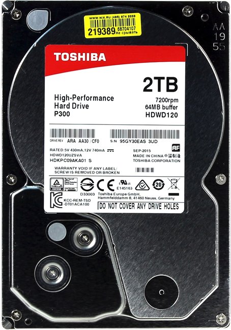 2Tb Toshiba P300 HDWD120UZSVA, 7200rpm, 3.5", SATA III, 64Mb