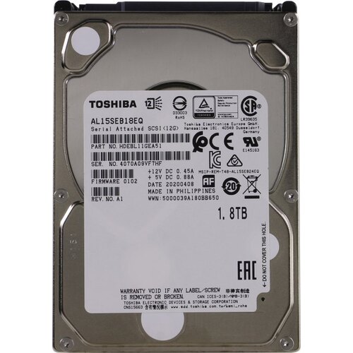 1.8Tb Toshiba AL15SEB18EQ, 10500rpm, 2.5", SAS, 128Mb