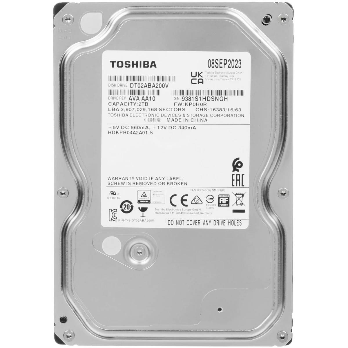 2Tb Toshiba DT02ABA200V, 5400rpm, 3.5", SATA III, 128Mb