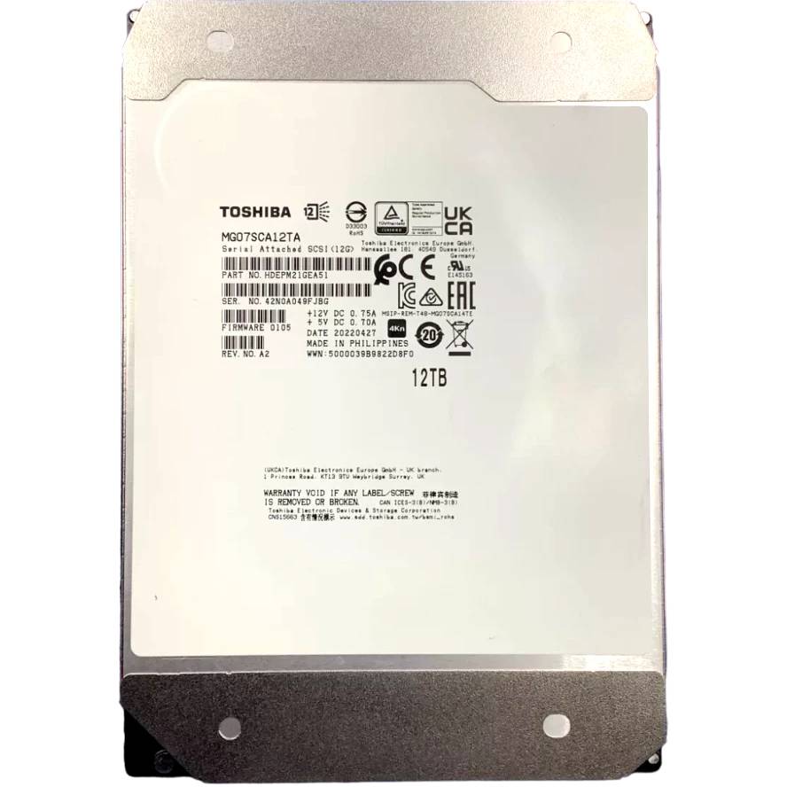 12Tb Toshiba MG07SCA12TA, 7200rpm, 3.5", SAS, 256Mb