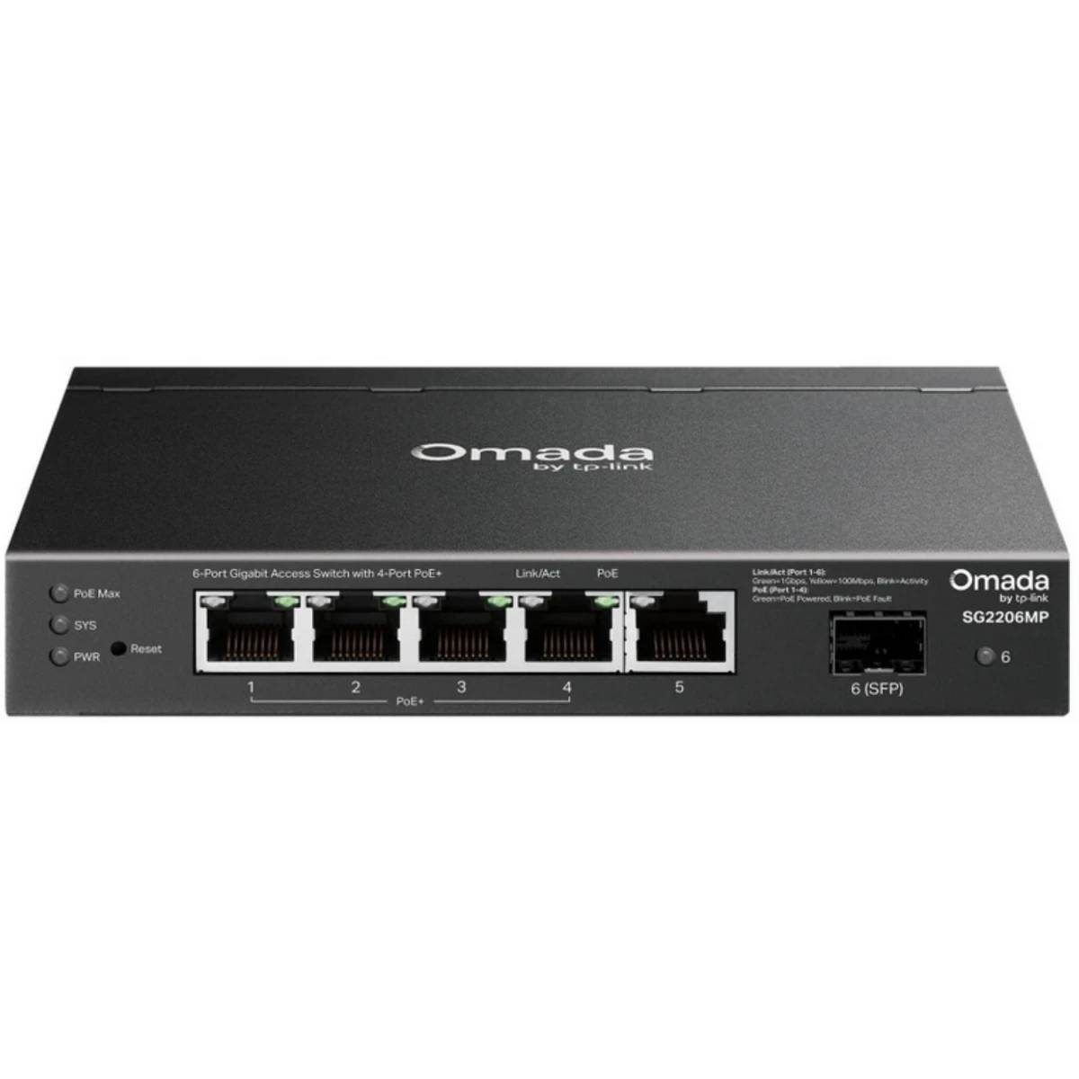 Коммутатор TP-Link SG2206MP, 5xLAN 1Gbps, 1xSFP, PoE