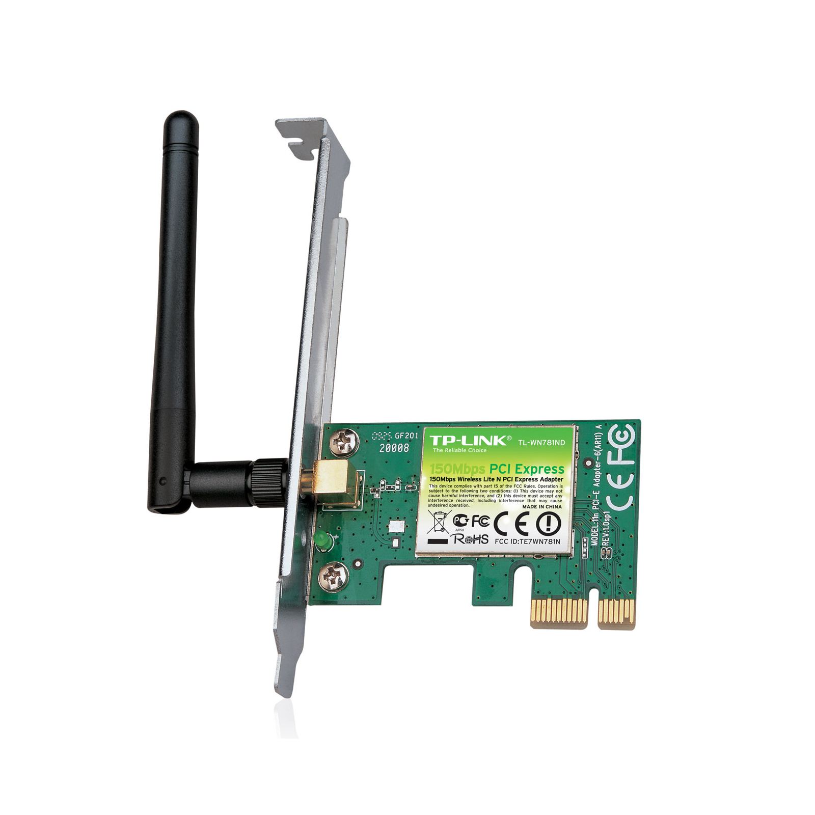 Сетевая карта Wi-Fi, TP-Link TL-WN781ND, 2.4GHz, 150Mbit, PCI-Ex1