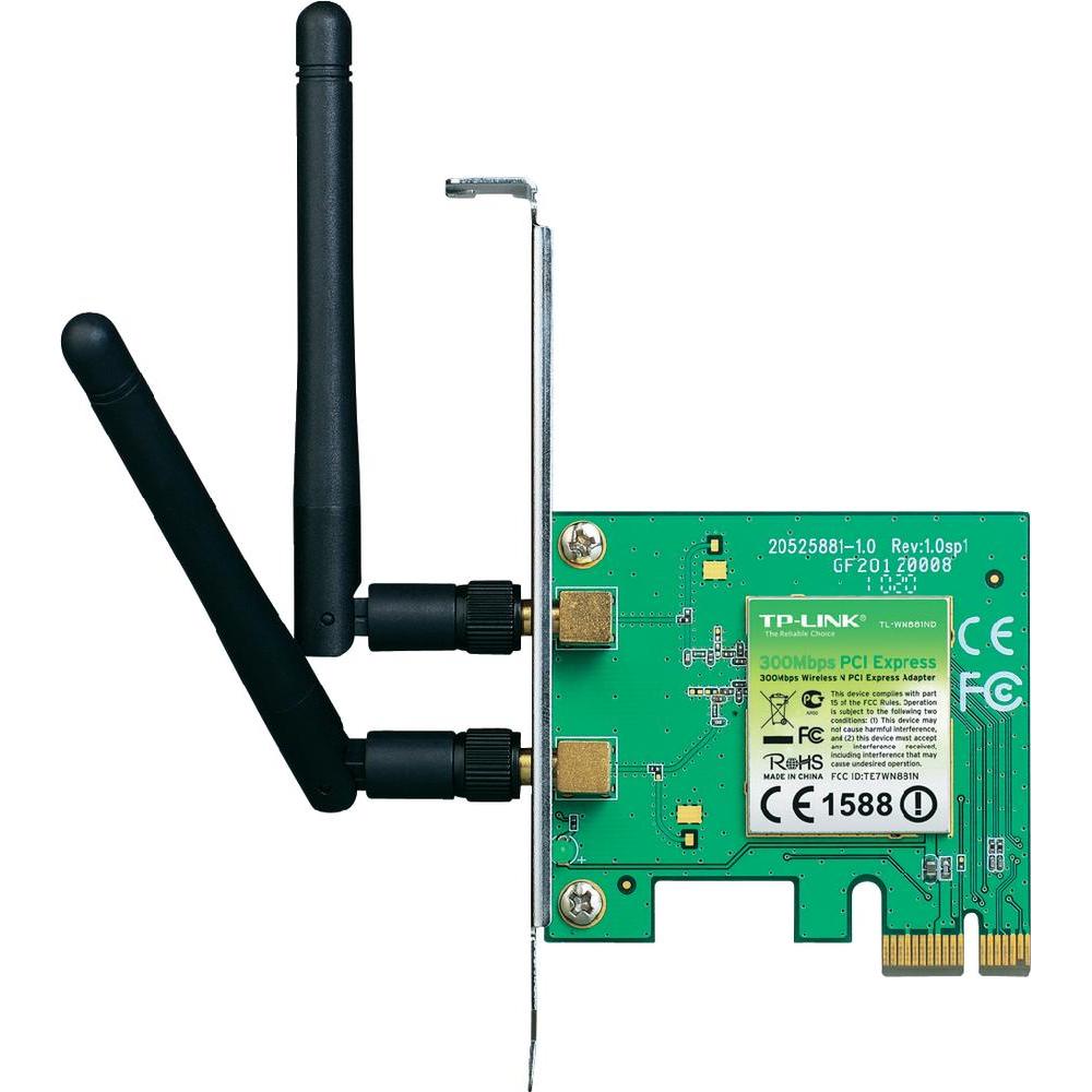 Сетевая карта Wi-Fi, TP-Link TL-WN881ND, 2.4GHz, 300Mbit, PCI-Ex1