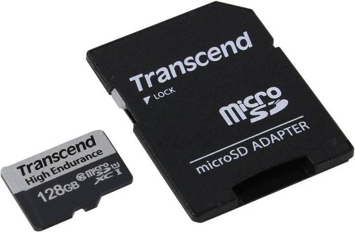 Карта памяти 128Gb Transcend TS128GUSD350V, SD Micro, SDXC, Class10, UHS-I U1 + адаптер