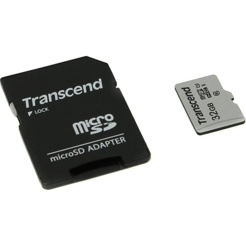 Карта памяти 32Gb Transcend 300S TS32GUSD300S-A, SD Micro, SDHC, Class10, UHS-I U1 + адаптер