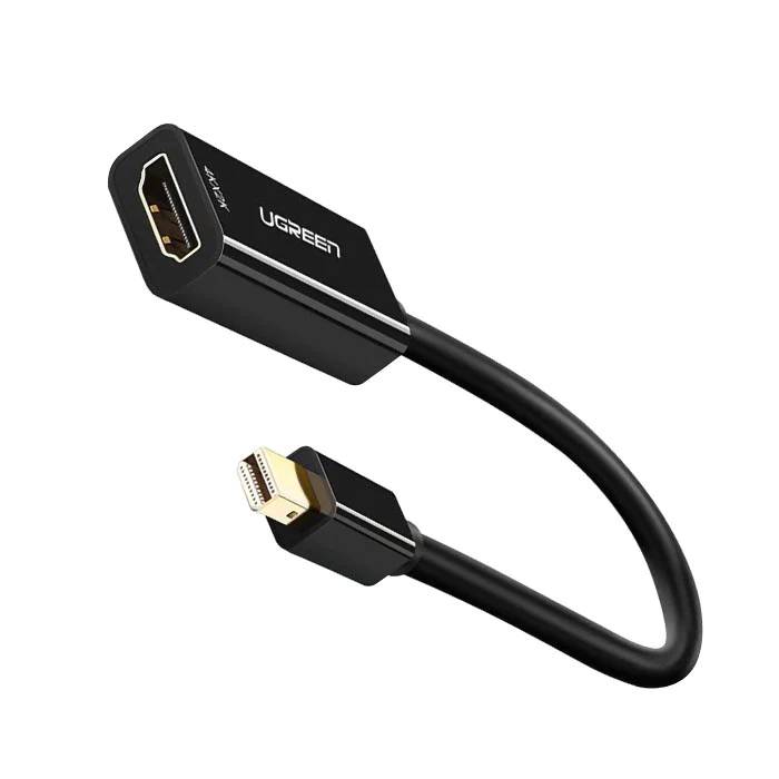 Кабель адаптер miniHDMI (M) - HDMI (F), 0.22м, Ugreen 20137, Black