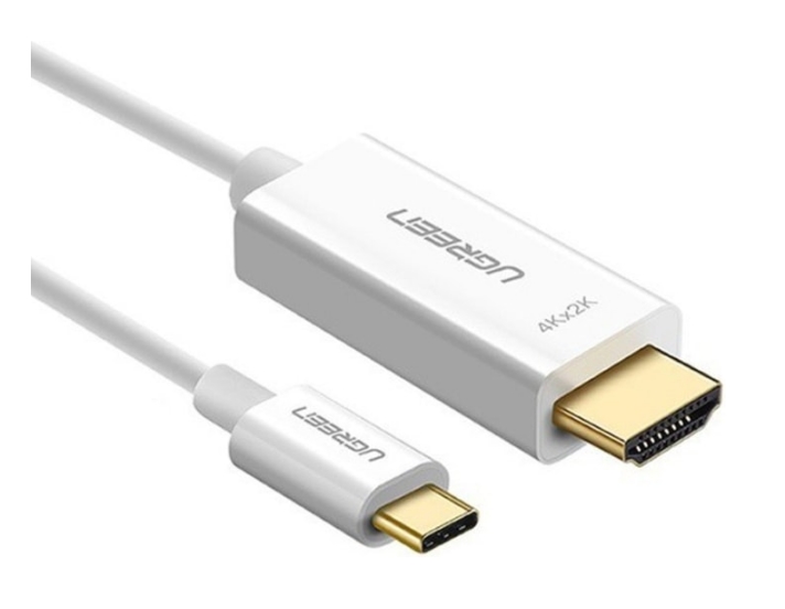 Кабель HDMI (19M) - USB2.0 Type-C (M), 1.5м, Ugreen MM121 30841, White