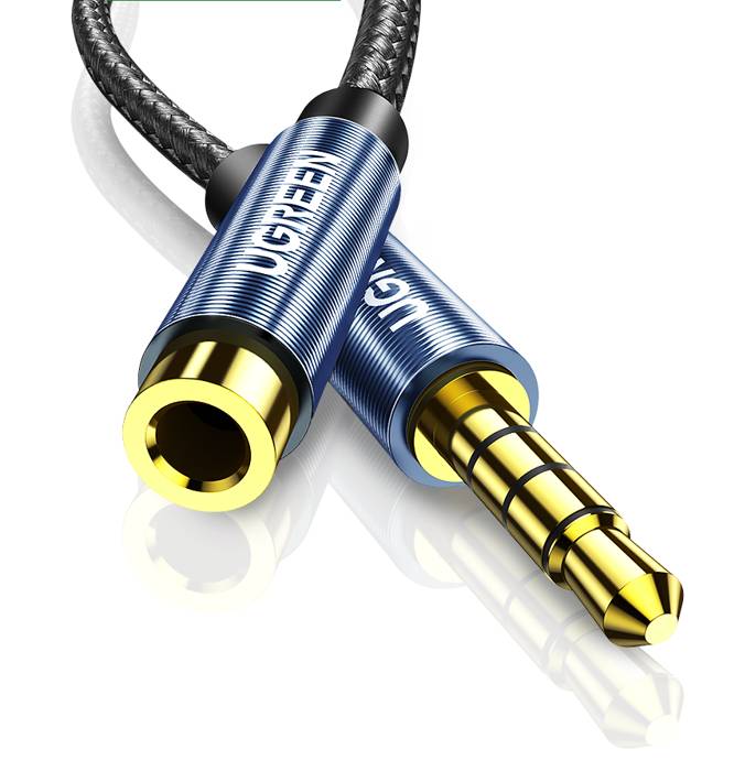 Кабель удлинитель Jack3.5 (M) - Jack3.5 (F), 1м, Ugreen AV118 40673 синий/черный