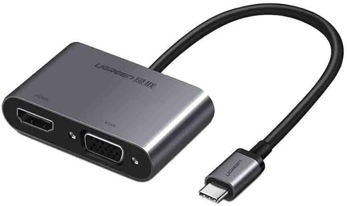 Кабель адаптер USB2.0 Type-C (M) - HDMI + VGA (F) Ugreen CM162 50505, Silver