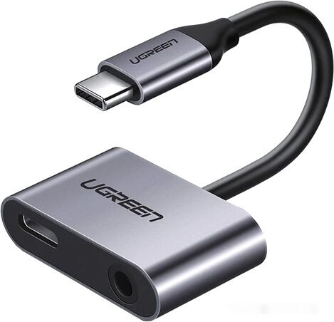 Кабель адаптер USB2.0 Type-C (M) - Jack3.5 + USB2.0 Type-C (F) Ugreen CM193 50596, 0.1м