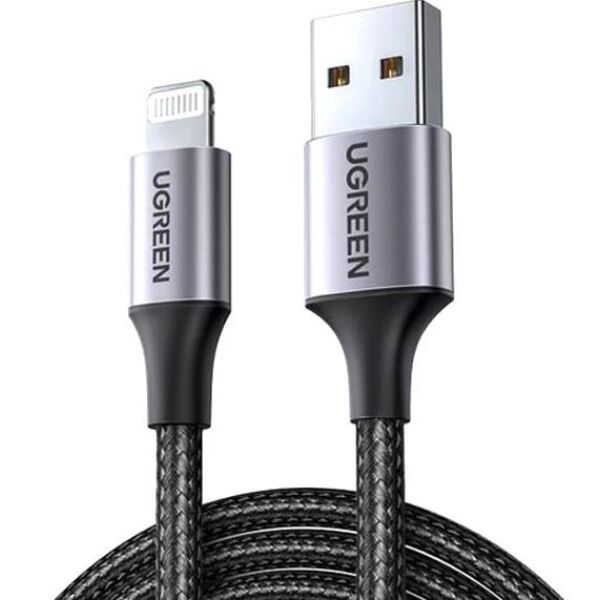 Кабель Lightning (M) - USB2.0 (M), 2м, Ugreen US199 60158, серый/черный