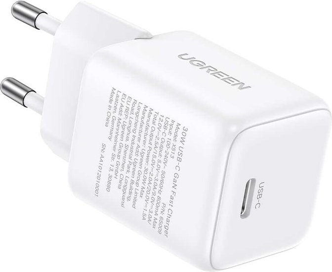 СЗУ Ugreen X513 (65009), White, USB Type-C, 30W