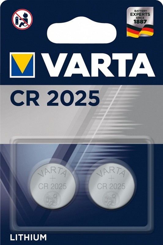 Батарейка CR2025, Varta Lithium 6025 CR 2025 BL2 литиевая блистер 2шт