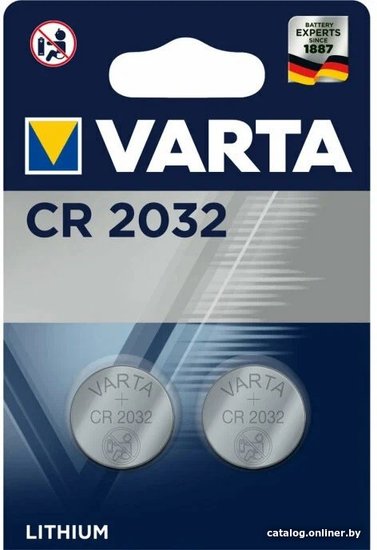 Батарейка CR2032, Varta 6032 CR 2032 BLI 2 литиевая блистер 2шт