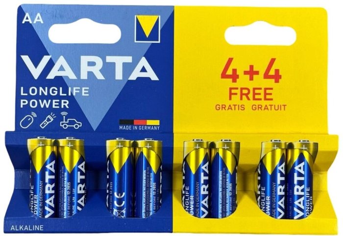 Батарейка AA LR6, Varta Longlife Power 4906 AA BL4+4 блистер 8шт
