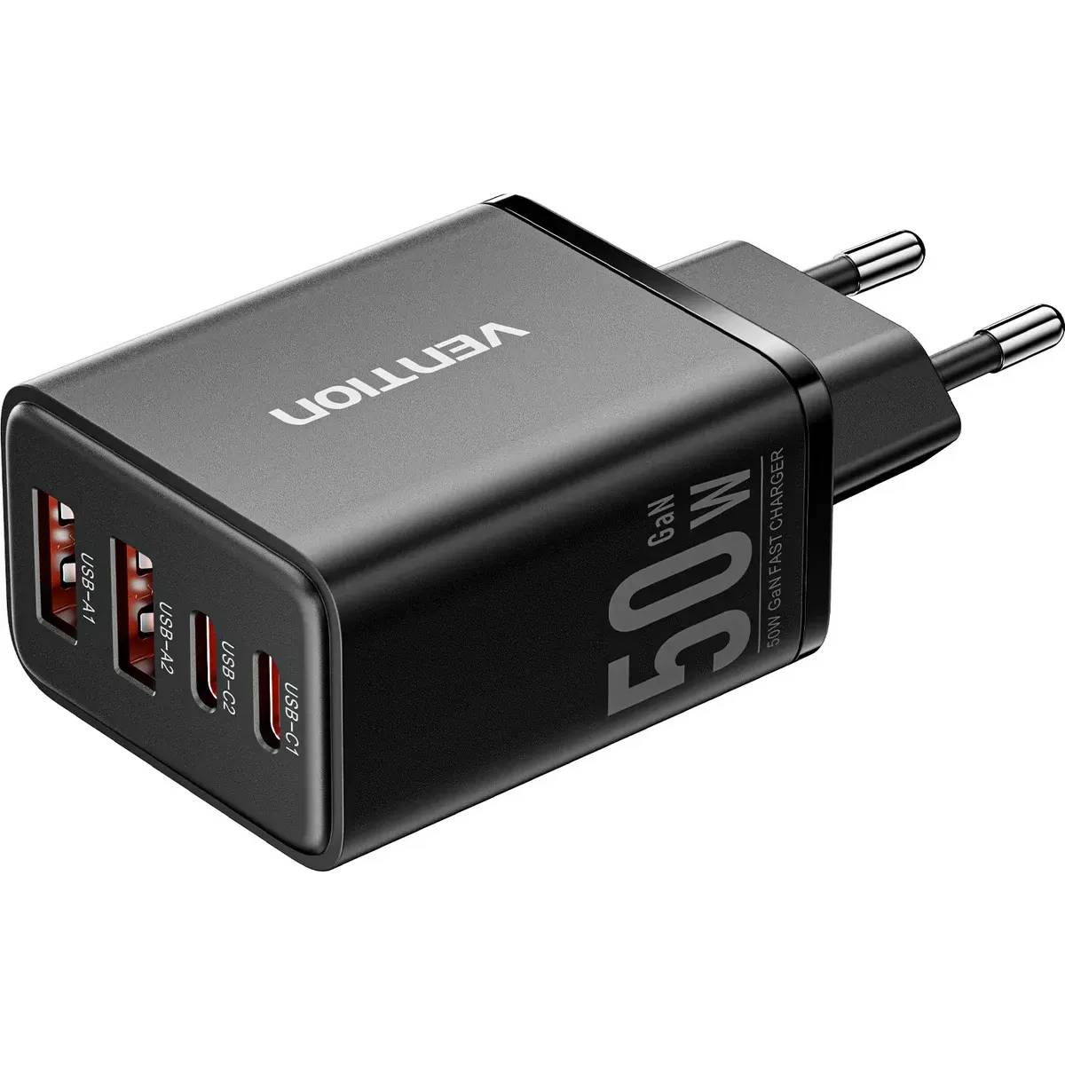 СЗУ Vention FCHB0-EU, черный, 2xUSB, 2xUSB Type-C, 50W