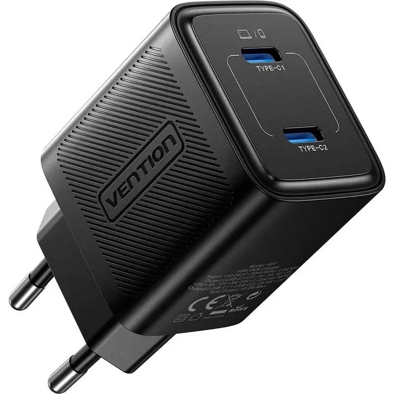 СЗУ Vention FEFB0-EU, черный, 2xUSB Type-C, 45W