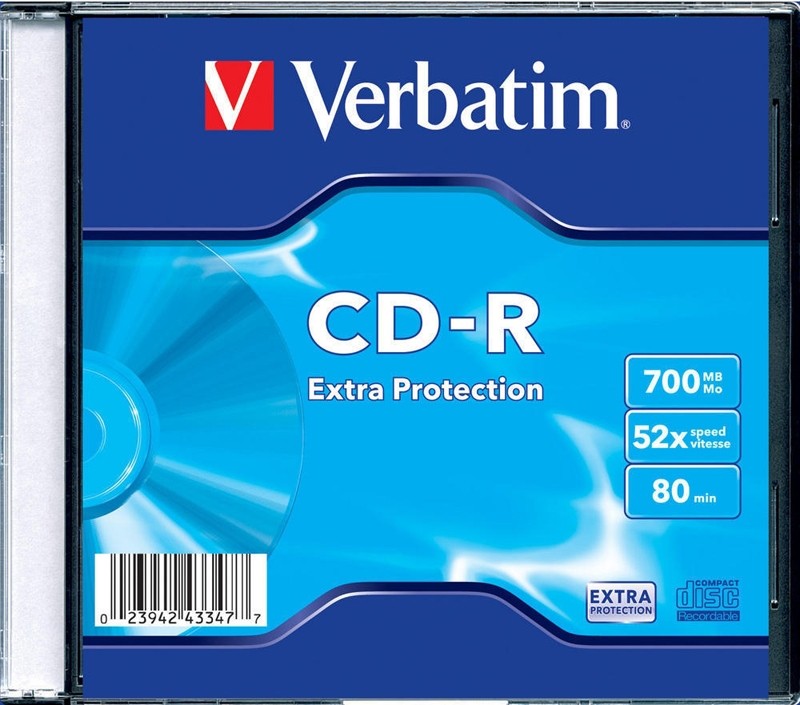 CD-R disk 52x/700Mb Verbatim Extra Protection 1шт Slim case 43347