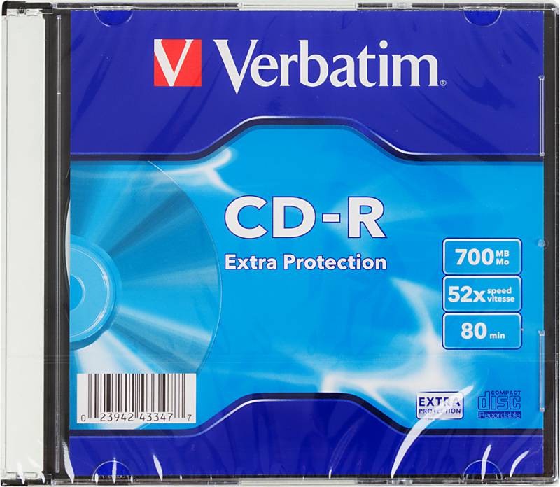 CD-R disk 52x/700Mb Verbatim Extra Protection 200шт Slim case 43347