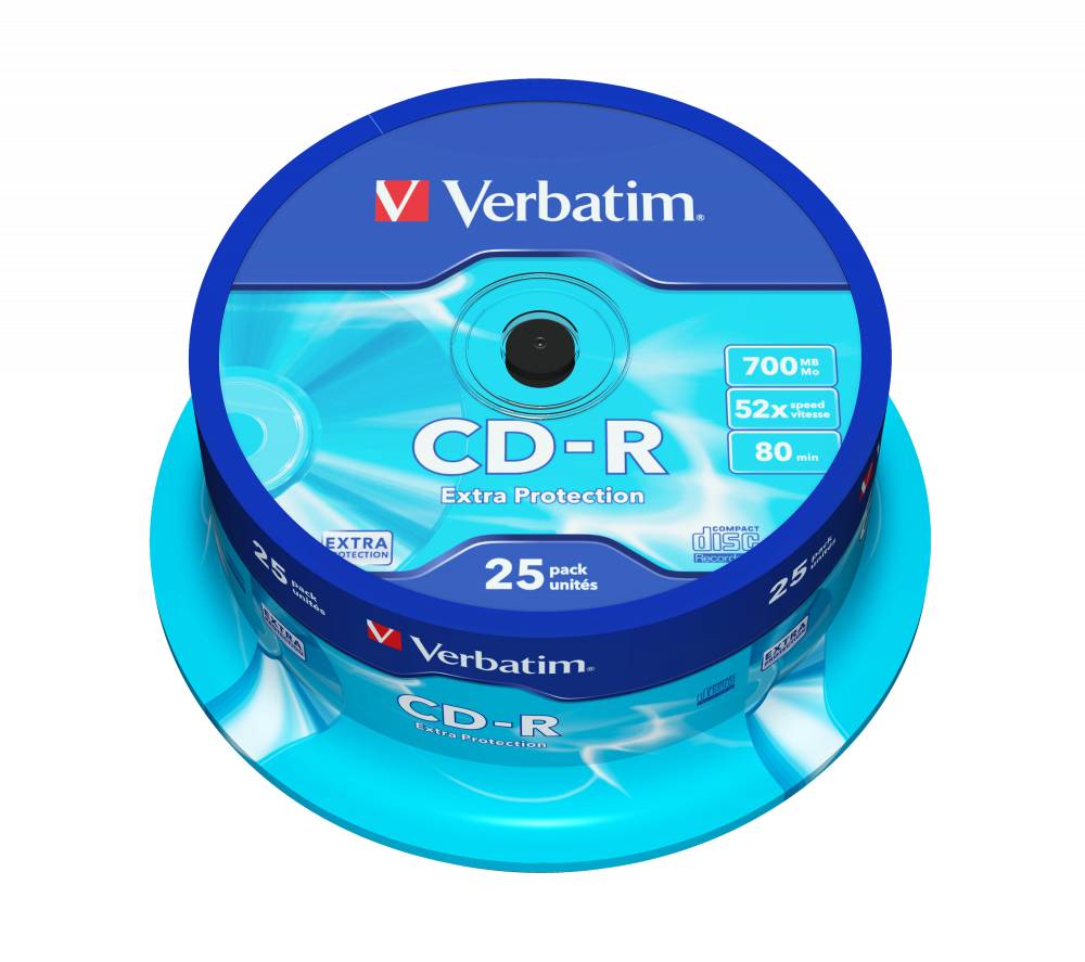 CD-R disk 52x/700Mb Verbatim Extra Protection 25шт CakeBox 43432