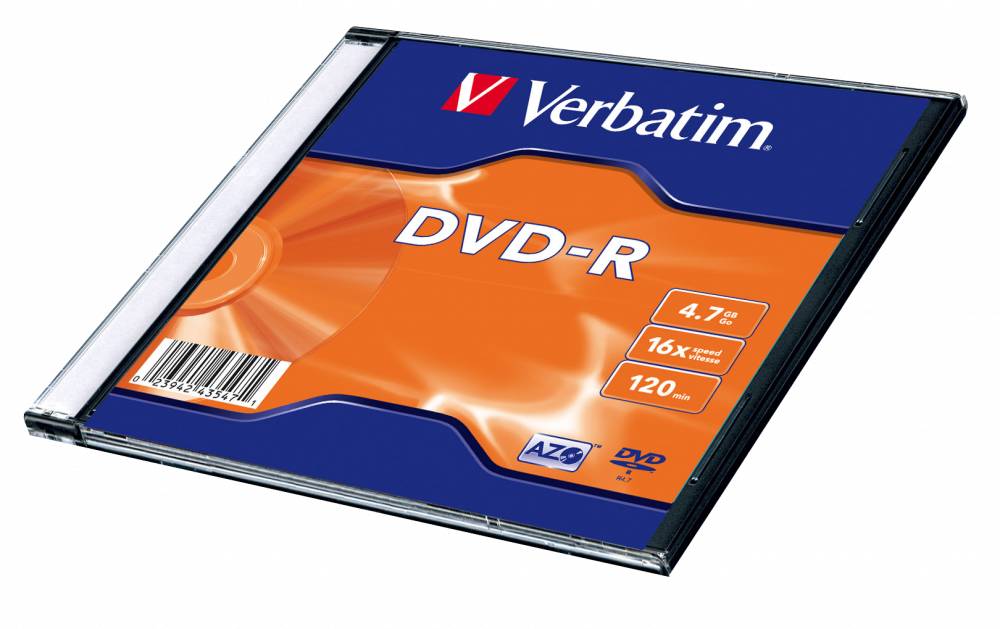 DVD-R disk 16x/4.7Gb Verbatim Matt Silver 1шт SlimCase 43547