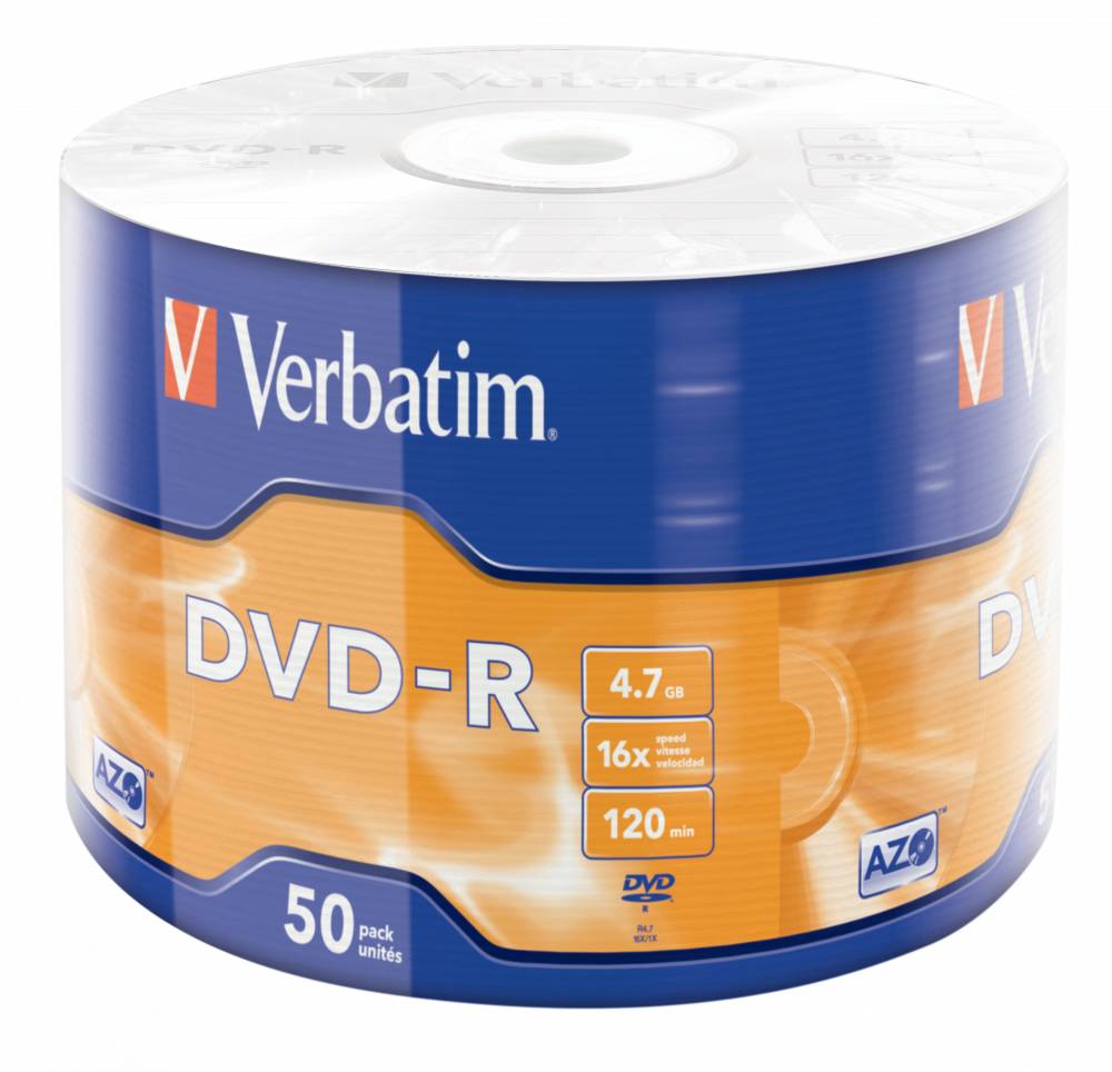 DVD-R disk 16x/4.7Gb Verbatim DLP Matt Silver 50шт в плёнке 43788