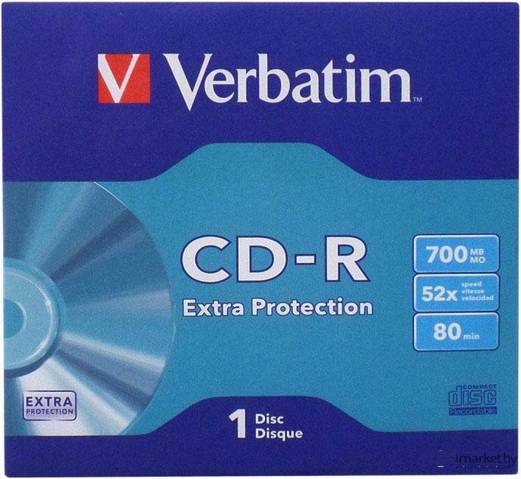 CD-R disk 52x/700Mb Verbatim DL Extra Protection 1шт в конверте 43843