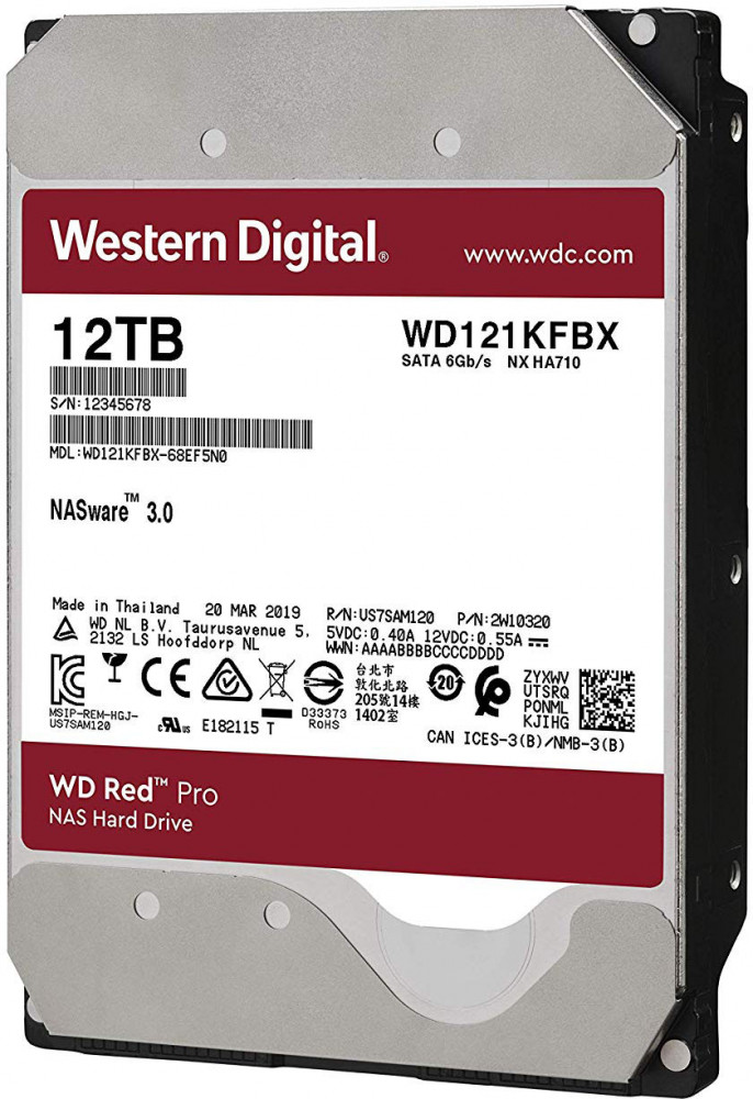 12Tb WD Red Pro WD121KFBX, 7200rpm, 3.5", SATA III, 256Mb