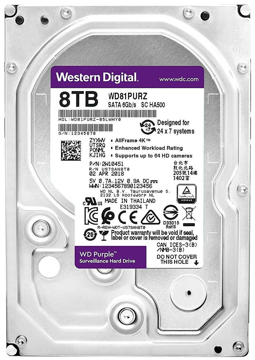 8Tb WD Purple WD84PURZ, 5640rpm, 3.5", SATA III, 128Mb