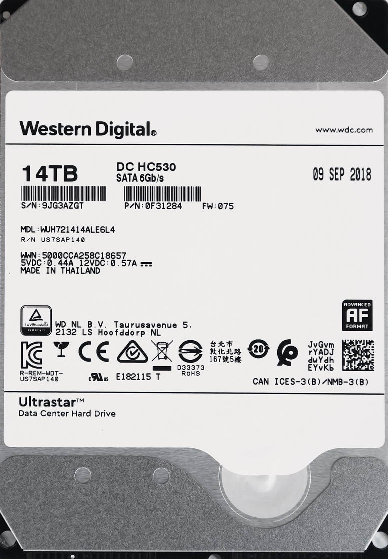14Tb WD Ultrastar DC HC530 WUH721414ALE6L4, 7200rpm, 3.5", SATA III, 512Mb