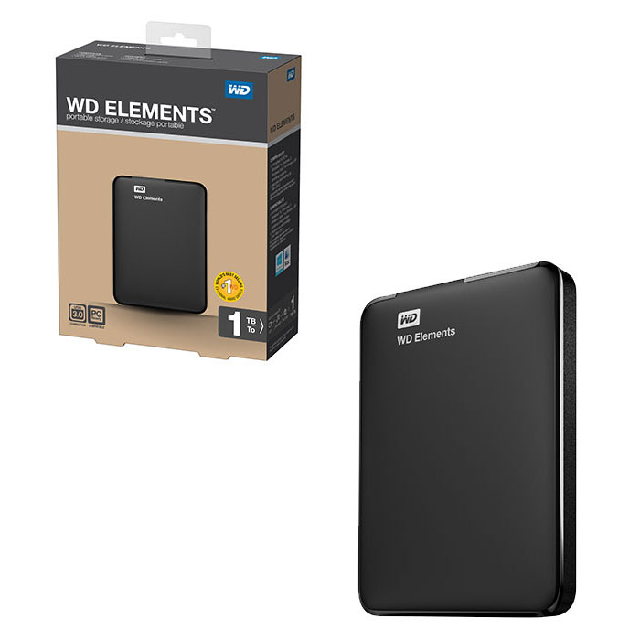 Внешний HDD 1Tb WD Elements Portable WDBUZG0010BBK, USB3.0, Black