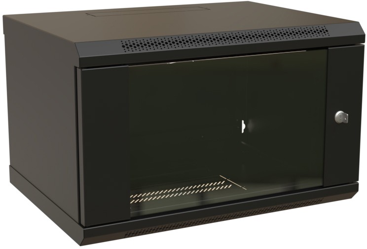 Шкаф коммутационный WRline (WR-TW-0666-SR-RAL9004) настенный 6U 600x600мм пер.дв.металл 2 бок.пан. направл.под винты 60кг черный 500мм 367мм IP20 сталь WR-TW-0666-SR-RAL9004
