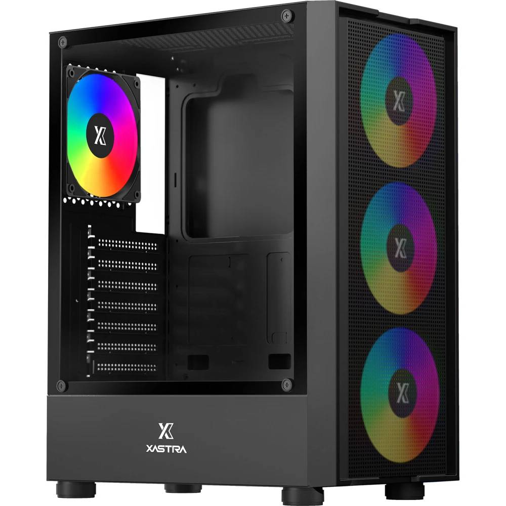 Корпус XASTRA A301 4FRGB Black (A301-BK-FC120FRGB-4F-GL), без БП, ATX