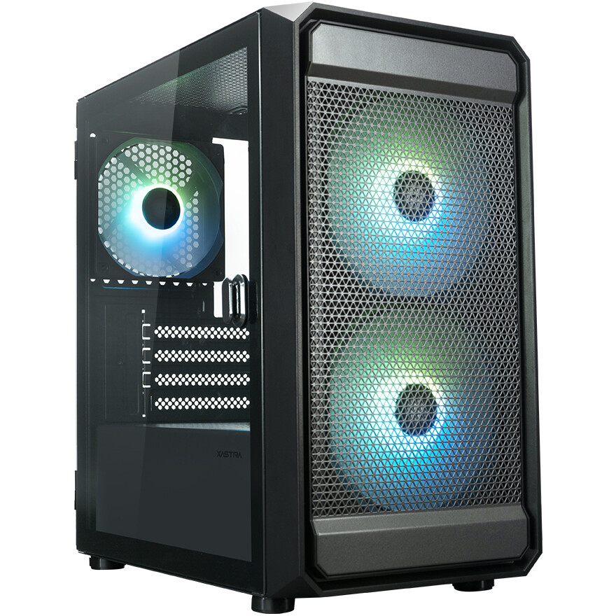 Корпус XASTRA A303M 3ARGB-C6 Black (A303M-2FC14A-1FC12A-C6-D), без БП, mATX